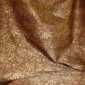 P1240217 by yard 100% Silk Jacquard Palm Japanese Maple Leaf Foliage Magic "redwood" Red Gold Brown