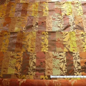 P1240429 High End Art Nouveau  100% Silk Lampas Botanical Silhouette Rectangles "branch" Brown