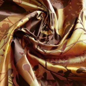 P1240430 High End Art Nouveau  100% Silk Lampas Botanical Silhouette Rectangles "branch" Brown