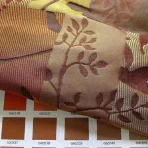 P1240435 High End Art Nouveau  100% Silk Lampas Botanical Silhouette Rectangles "branch" Brown