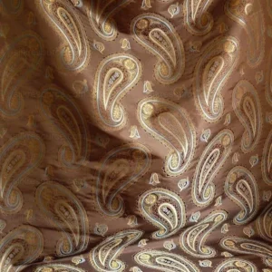 P1240555 BY Yard Stunning 100% Silk Lampas Jacquard Fire Flame Edged Paisley "sumatra" Brown Gold Blue