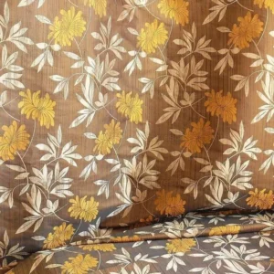 P1240618 By yard 100% Silk Lampas Bali Breeze "sumatra" Brown Tropical Reversible