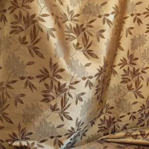 P1240619 By yard 100% Silk Lampas Bali Breeze "sumatra" Brown Tropical Reversible