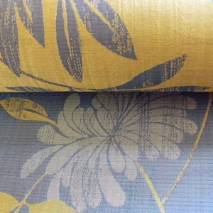 P1240640 by yard 100% Silk Lampas Bali Breeze "china Sea" Blue Tropical Reversible