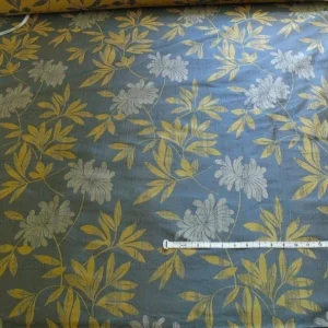 P1240645 by yard 100% Silk Lampas Bali Breeze "china Sea" Blue Tropical Reversible