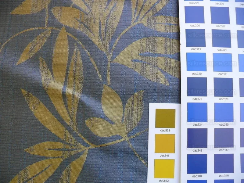 P1240652 by yard 100% Silk Lampas Bali Breeze "china Sea" Blue Tropical Reversible