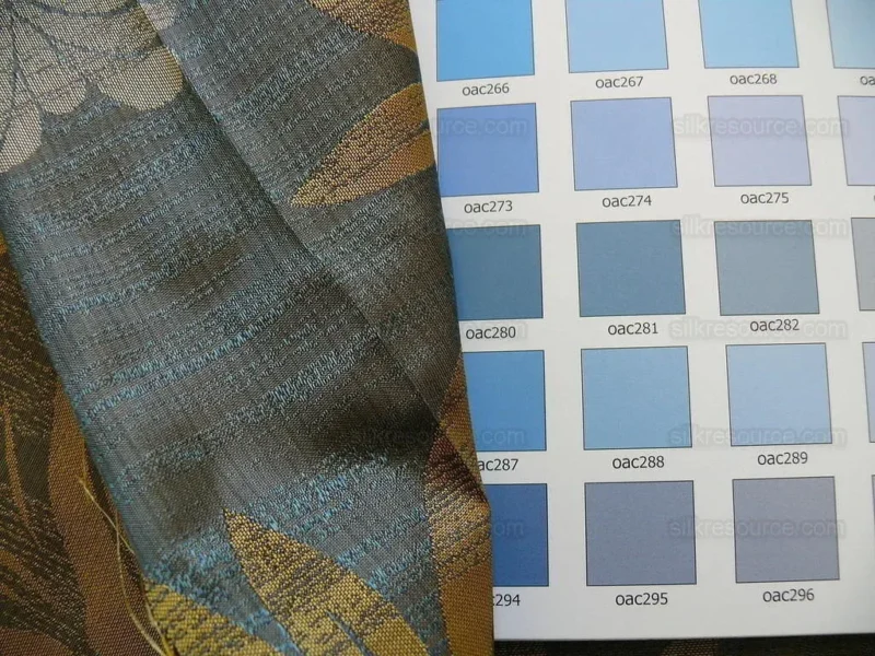 P1240654 by yard 100% Silk Lampas Bali Breeze "china Sea" Blue Tropical Reversible