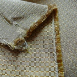 P1240874 100% Silk Jacquard Dashed Square Texture "goldspun" Gold Plaid