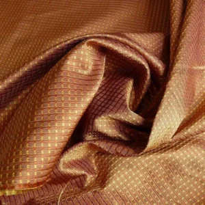 P1240935 100% Silk Jacquard Dashed Square Texture "zinnia" Brown Plaid