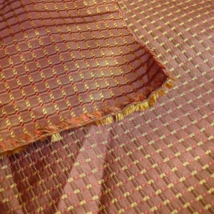 P1240943 100% Silk Jacquard Dashed Square Texture "zinnia" Brown Plaid