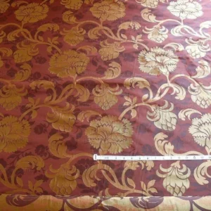 P1250093 100% Silk Lampas Carnation Crewel "shiraz" Maroon