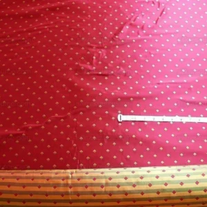 P1250111 100% Silk Lampas Diamond Dot "mulberry" Magenta Red Yellow Green  Stripe Reversible