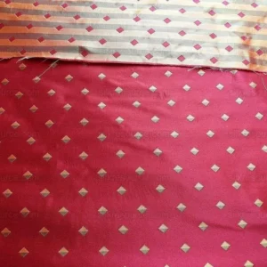 P1250116 100% Silk Lampas Diamond Dot "mulberry" Magenta Red Yellow Green  Stripe Reversible