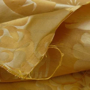 by yard 100% Silk Damask Raw Texture Floral "goldenrod" Gold