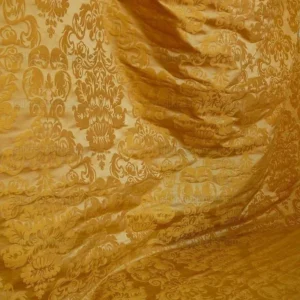 by yard 100% Silk Damask Raw Texture Floral "goldenrod" Gold