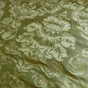 P1250637 by yard 100% Silk Damask Raw Texture Floral "foggy Green"
