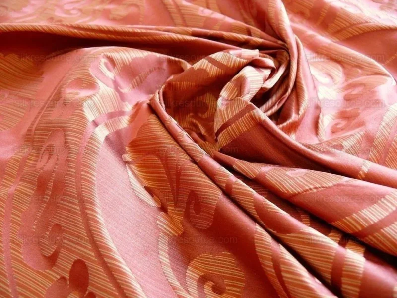 P1250784 100% Silk Damask Peony River - Spice Red