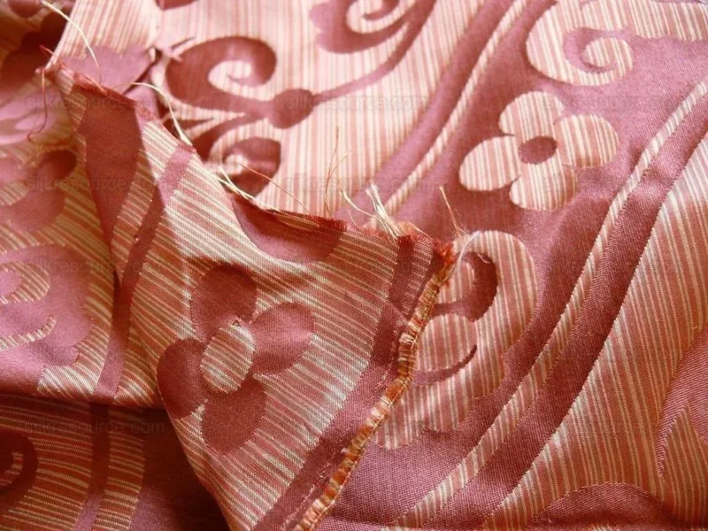 P1250785 100% Silk Damask Peony River - Spice Red