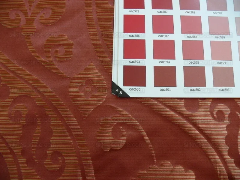 P1250786 100% Silk Damask Peony River - Spice Red