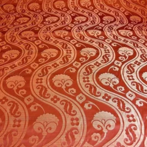 P1250790 100% Silk Damask Peony River - Spice Red