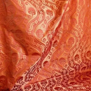 P1250793 100% Silk Damask Peony River - Spice Red