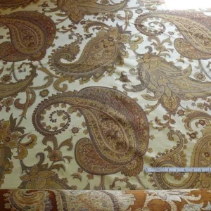 P1250810 By yard Pindler & Pindler Deandra "Raw Umber" Tan Beige 100% Silk Lampas Large Paisley MSRP USD 270/yard