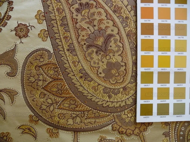 P1250819 By yard Pindler & Pindler Deandra "Raw Umber" Tan Beige 100% Silk Lampas Large Paisley MSRP USD 270/yard