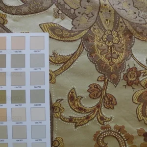 P1250821 By yard Pindler & Pindler Deandra "Raw Umber" Tan Beige 100% Silk Lampas Large Paisley MSRP USD 270/yard