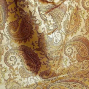 P1250826 By yard Pindler & Pindler Deandra "Raw Umber" Tan Beige 100% Silk Lampas Large Paisley MSRP USD 270/yard