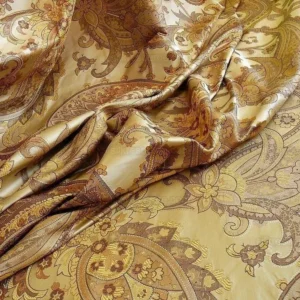 P1250828 By yard Pindler & Pindler Deandra "Raw Umber" Tan Beige 100% Silk Lampas Large Paisley MSRP USD 270/yard