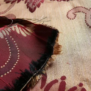 P1250926 By yard Asian Modern 100% Silk Jacquard Retro Mum "beaujolais" Red Brown Beige