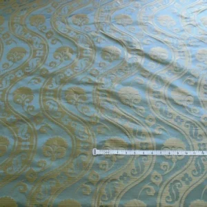 P1260092 By Yard CUSTOM ORDER 100% Silk Damask Peony River - Blue