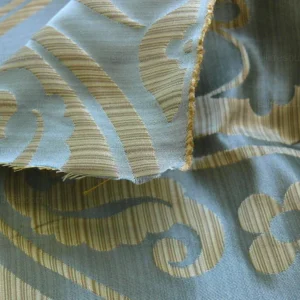P1260094 By Yard CUSTOM ORDER 100% Silk Damask Peony River - Blue