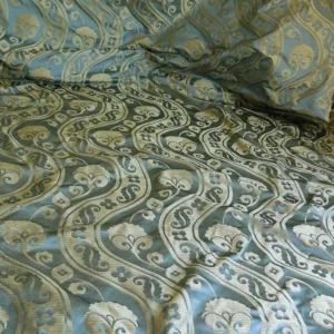 P1260097 By Yard CUSTOM ORDER 100% Silk Damask Peony River - Blue