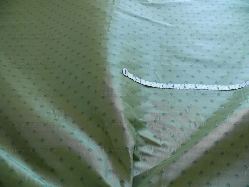 P1260116 100% Silk Lampas Diamond Dot "jade" Blue Teal Green Stripe Reversible