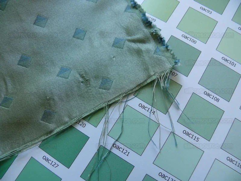 P1260118 100% Silk Lampas Diamond Dot "jade" Blue Teal Green Stripe Reversible