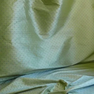 P1260120 100% Silk Lampas Diamond Dot "jade" Blue Teal Green Stripe Reversible