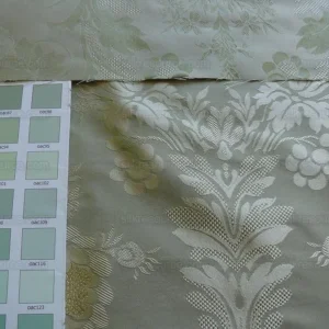 P1260134 HiEnd 100% silk Damask Lisere Rose Urn Renaissance "palm" Light Green Yellow Pink Blue Neoclassical