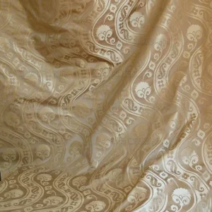 P1260708 100% Silk Damask Peony River Linen - Ecru