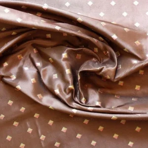 P1260755 100% Silk Lampas Diamond Dot "chocolate" Brown Red Green  Stripe Reversible