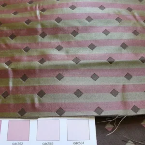 P1260762 100% Silk Lampas Diamond Dot "chocolate" Brown Red Green  Stripe Reversible