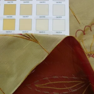 P1260906 100% Silk Lampas Tulip "tan" Light Gold Red Mod Picasso Modern Abstract Flora Thick MSRP USD 300+/Y