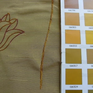 P1260908 100% Silk Lampas Tulip "tan" Light Gold Red Mod Picasso Modern Abstract Flora Thick MSRP USD 300+/Y