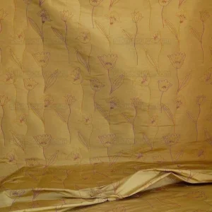 P1260913 100% Silk Lampas Tulip "tan" Light Gold Red Mod Picasso Modern Abstract Flora Thick MSRP USD 300+/Y