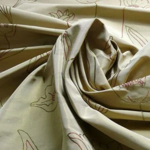 P1270271 100% Silk Lampas Tulip "flower" Cream Mod Picasso  Modern Abstract Flora Thick MSRP USD 300+/Y