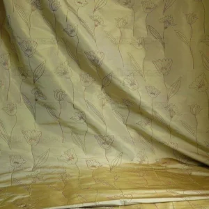 P1270279 100% Silk Lampas Tulip "flower" Cream Mod Picasso  Modern Abstract Flora Thick MSRP USD 300+/Y