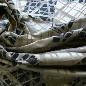 P1270347 100% Silk Jacquard Mirror Square "slate" Grey Black Silver MSRP USD 230/y