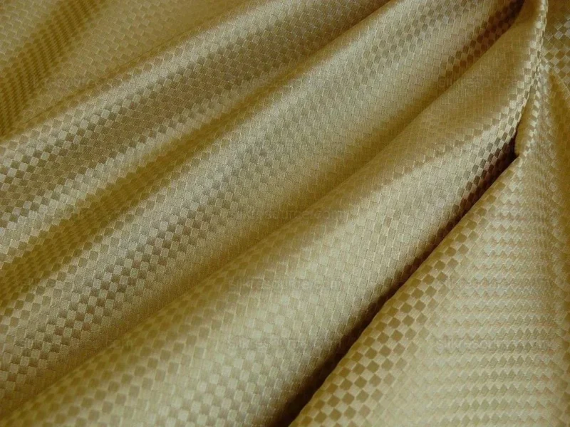 P1270565 High End 100% Silk Mini Check "cornsilk" Gold Heavy! MSRP USD275/Y