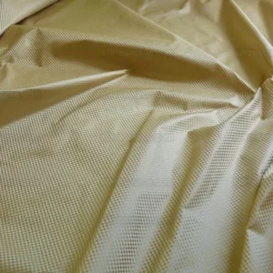 P1270603 High End 100% Silk Mini Check "flax" Gold Heavy! MSRP USD275/Y