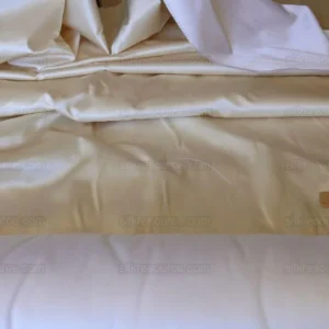P1490188 Clarence House Monceau Satin 100% Silk Double-faced Duchess Satin WHITE & CREAM Snow White CHAMPAGNE